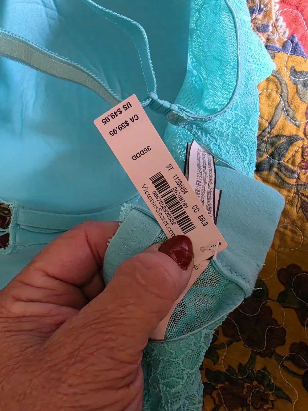 Victoria's Secret Teal Lace Trim Bra & Panty Set